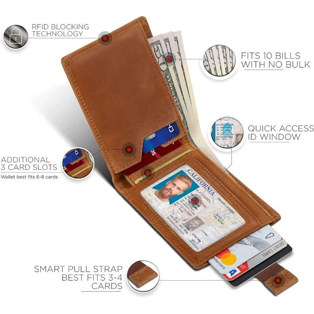 Men's California Genuine Premium Vegan Leather Front 2 Pocket Wallets Stylish